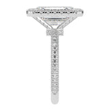 Emerald Cut Diamond Halo Three Row Pavé