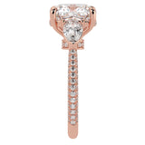 Cushion Three Stone Diamond Three Row Pavé