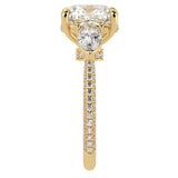 Cushion Three Stone Diamond Three Row Pavé