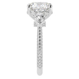 Cushion Three Stone Diamond Three Row Pavé