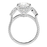 Cushion Three Stone Diamond Three Row Pavé