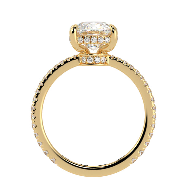Cushion Brilliant Cut Diamond Hidden Halo French Cut Pavé sides