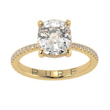 Cushion Brilliant Cut Diamond Hidden Halo French Cut Pavé sides