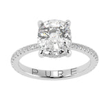 Cushion Brilliant Cut Diamond Hidden Halo French Cut Pavé sides