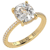 Cushion Brilliant Cut Diamond Hidden Halo French Cut Pavé sides