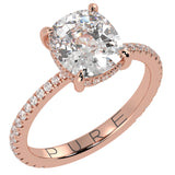 Cushion Brilliant Cut Diamond Hidden Halo French Cut Pavé sides