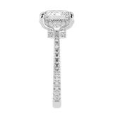 Cushion Brilliant Cut Diamond Hidden Halo French Cut Pavé sides