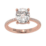 Cushion Brilliant Cut Diamond Hidden Halo French Cut Pavé sides