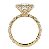 Princess Cut Diamond Halo Three Row Pavé