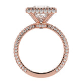 Princess Cut Diamond Halo Three Row Pavé
