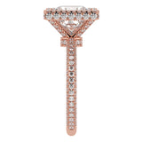 Princess Cut Diamond Halo Three Row Pavé