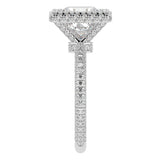 Princess Cut Diamond Halo Three Row Pavé