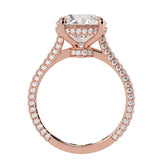 Round Brilliant Cut Diamond Halo Three Row Pavé Ring