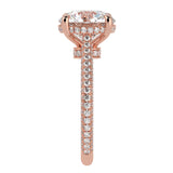 Round Brilliant Cut Diamond Halo Three Row Pavé Ring