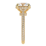 Round Brilliant Cut Diamond Halo Three Row Pavé Ring