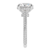 Round Brilliant Cut Diamond Halo Three Row Pavé Ring