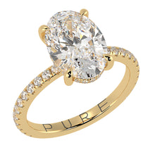 Two-Tone Oval cut Diamond and Hidden Halo Ring