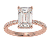 Emerald Cut Diamond Hidden Halo French Cut Pavé sides