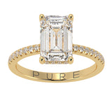 Emerald Cut Diamond Hidden Halo French Cut Pavé sides