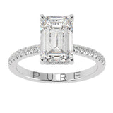Emerald Cut Diamond Hidden Halo French Cut Pavé sides