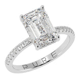 Emerald Cut Diamond Hidden Halo French Cut Pavé sides