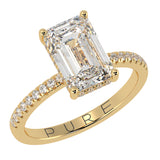 Emerald Cut Diamond Hidden Halo French Cut Pavé sides