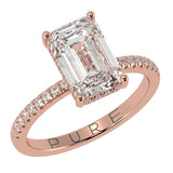 Emerald Cut Diamond Hidden Halo French Cut Pavé sides