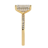 Emerald Cut Diamond Hidden Halo French Cut Pavé sides