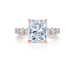 Hidden Halo Radiant Cut, French Cut Pavé sides