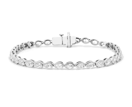 Pear shape Bezel Set Lab Grown Diamond Tennis Bracelet 4.50 cttw