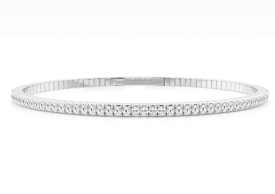 Round cut Lab Grown Diamond Flexible Bangle 4.00 ct