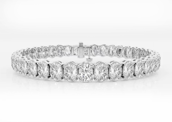 Oval Cut Lab Grown Diamond Tennis Bracelet 26.5 ctw