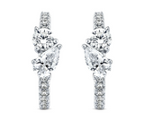 0.75 + carat Ideal Cut Round Brilliant + Pear Shape Cut Lab Grown Diamond Earrings, set in the halo.