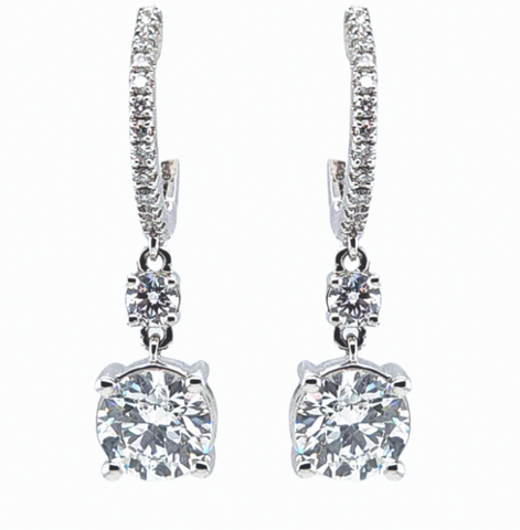 2.25 + carat Ideal Cut Round Brilliant Cut Lab Grown Diamond Earrings