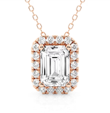 Clean Emerald Lab Grown Diamond Pendant Halo 1.00 carat.