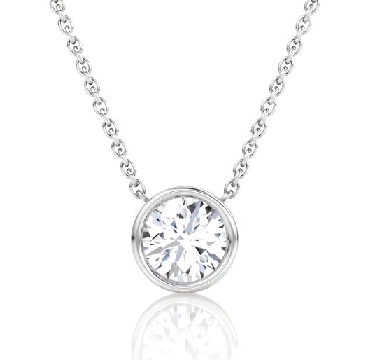Round Bezel Lab Grown Diamond Pendant 0.75 CT