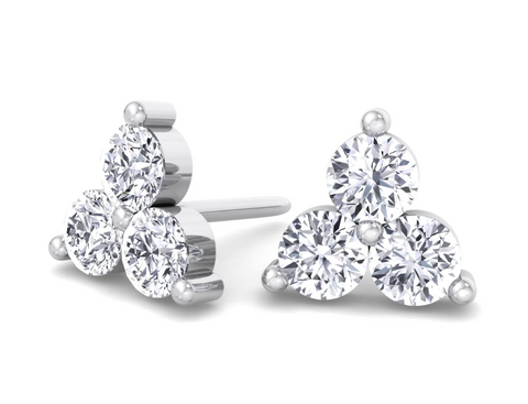 Classic Elegance: Three Stone Diamond Stud Earrings 1 ct.tw