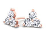 Classic Elegance: Three Stone Diamond Stud Earrings 1 ct.tw