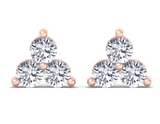 Classic Elegance: Three Stone Diamond Stud Earrings 1 ct.tw