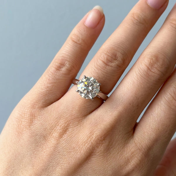 Hand model shot of the white gold engagement ring