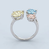 Past, Present, Future Multi-Color Fancy Diamond Open Bypass Ring in 14K White Gold