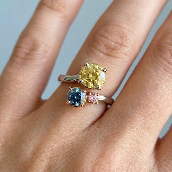 Hand model shot of the white gold engagement ring