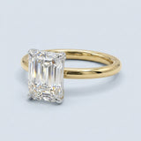 2.50ct Emerald Cut Lab-Grown Diamond Two-Tone Solitaire Engagement Ring in 14K Yellow Gold