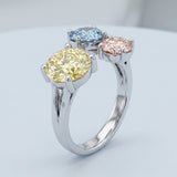 Past, Present, Future Multi-Color Fancy Diamond Open Bypass Ring in 14K White Gold