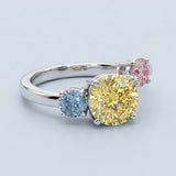 Past, Present, Future Multi-Color Fancy Diamond Open Bypass Ring in 14K White Gold