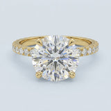 Pure Diamond 2.50 CT Lab-Grown Round Brilliant Pavé Engagement Ring in 14K Yellow Gold