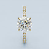 Pure Diamond 2.50 CT Lab-Grown Round Brilliant Pavé Engagement Ring in 14K Yellow Gold
