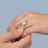 5ct Round Brilliant Diamond Petal Cathedral Ring in 14K White Gold