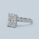 2.50 Carat Radiant Cut Diamond Hidden Halo Engagement Ring in 14K White Gold (E, VVS)