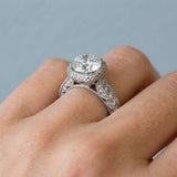Art Deco Hidden Halo 2.00 Carat D VVS Lab Grown Diamond Engagement Ring in 14K White Gold